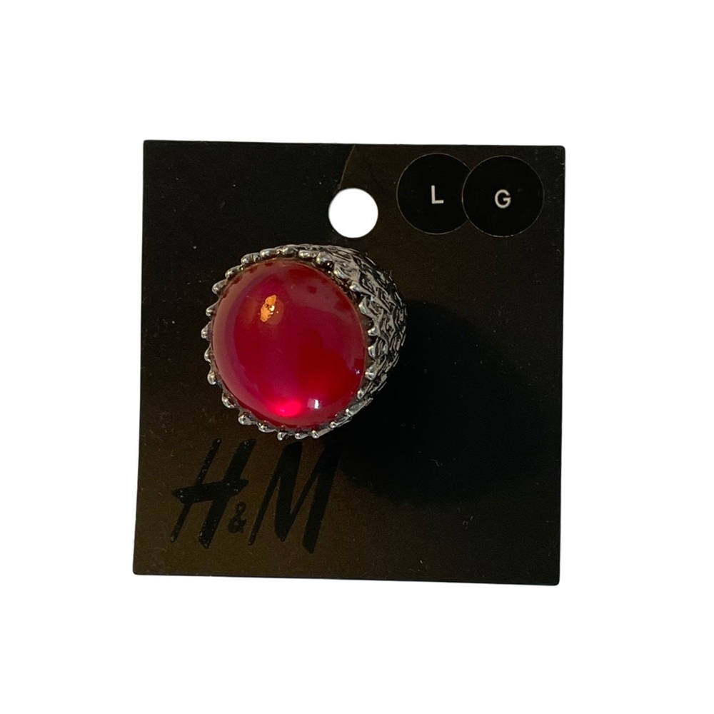 NWT H&M Large Pink Gem with Silvertone Ring